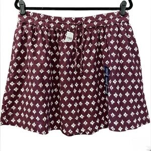 NEW Gap Factory Burgundy 55% Linen Mini Skirt Size Medium Lightweight Casual Fun